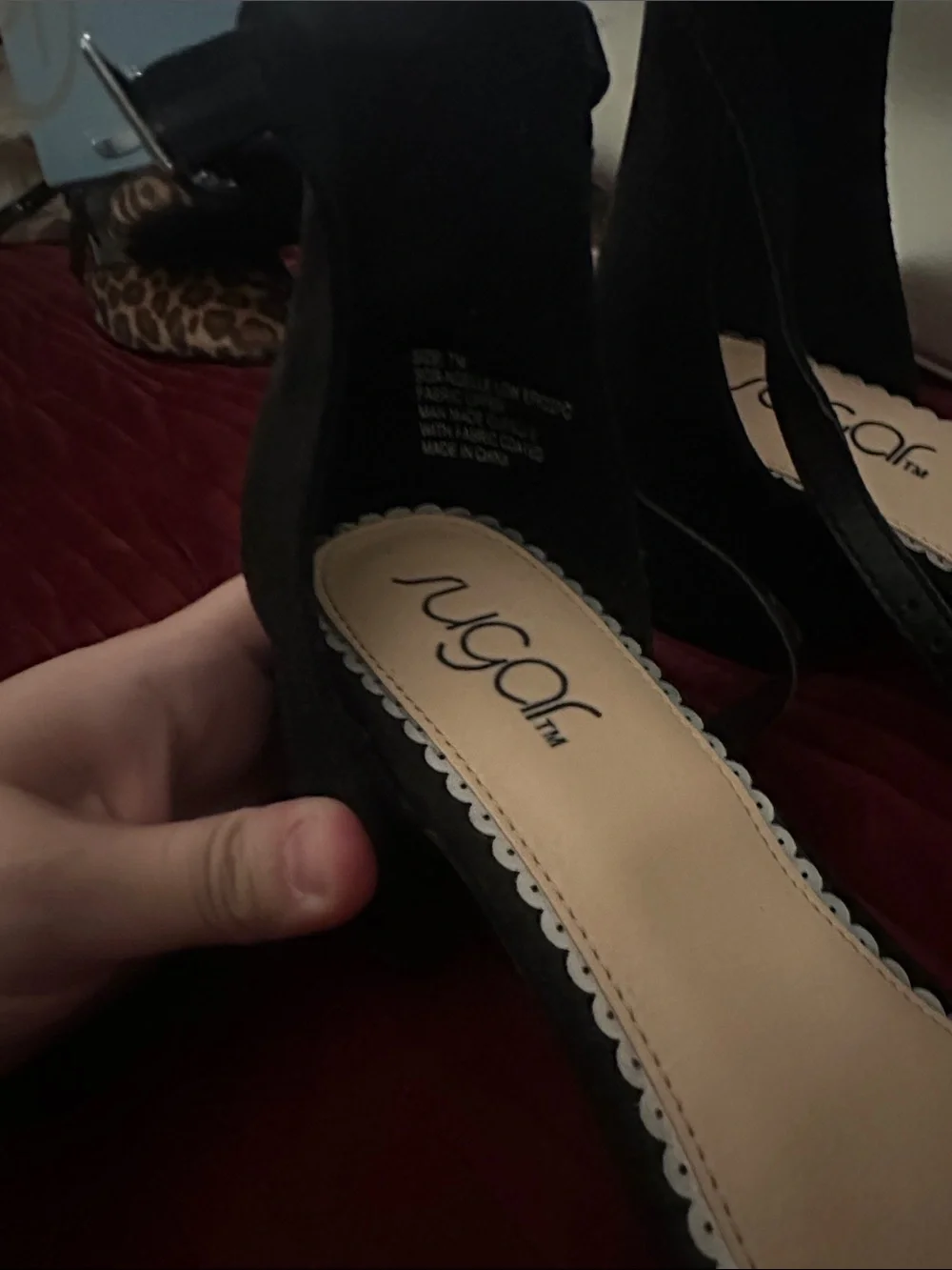 Sugar Collection Black Block Heel Sandals with Clear Strap 7 strap